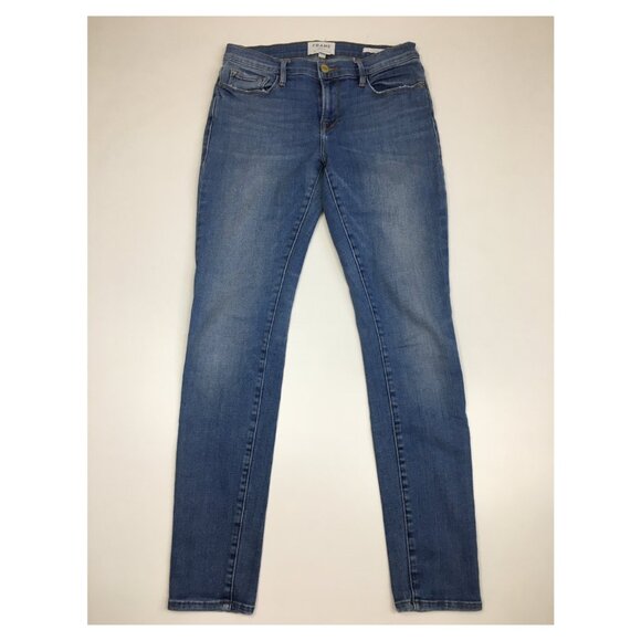 FRAME Premium Denim Kaufman Wash Le Garcon 5 Pocket Logo Hardware Jeans - Picture 1 of 10